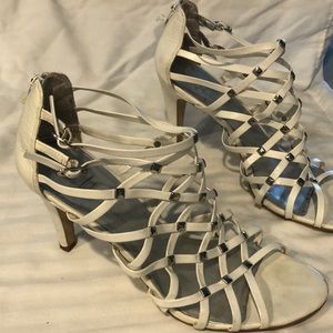 Shoes white Franco Sarto heeled studded sandals
